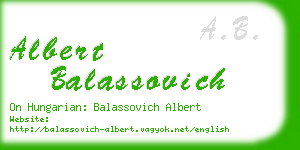 albert balassovich business card